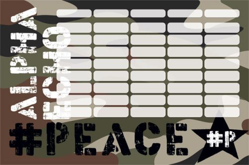 Military órarend nagy 238x156mm, kétoldalas, #Peace Alpha-Tango-Mike