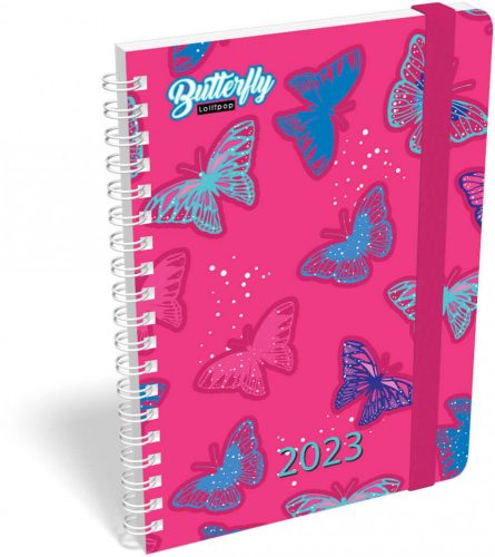 Lizzy Calendar heti tervező, B6 spirál, 2023, Lollipop Butterfly