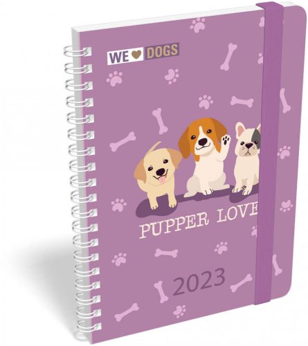 Lizzy Calendar heti tervező, B6 spirál, 2023, We Love Dogs Pup