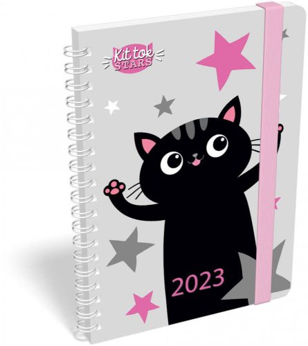 Lizzy Calendar heti tervező, B6 spirál, 2023, Kit Tok Stars