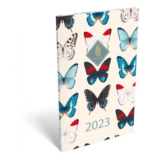 Lizzy Calendar zsebnaptár, heti, A6, tűzött, 2023, Xlook Butterfly