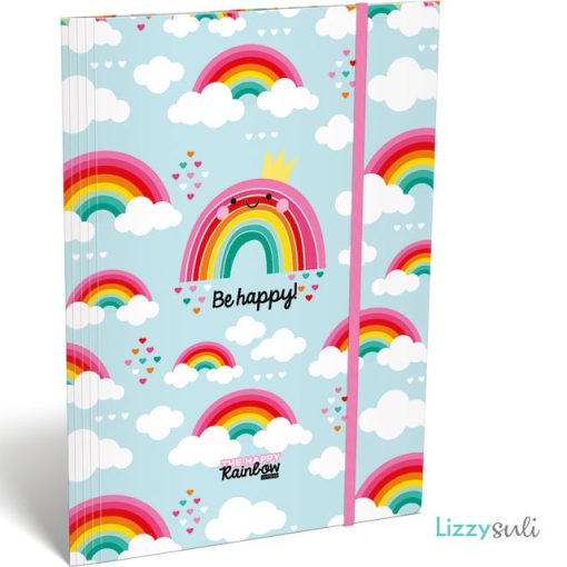 Szivárványos gumis mappa A/4, Lollipop Happy Rainbow