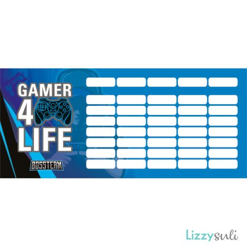 Game órarend mini 77x178mm, kétoldalas, Bossteam Gamer 4 Life, kék