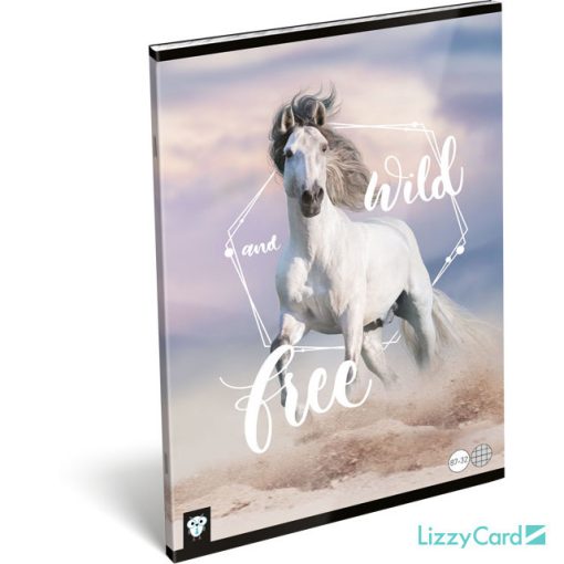 Lizzy Card lovas tűzött füzet A/4, 32 lap kockás, Wild and Free, fehér ló