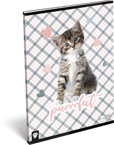 Lizzy Card cicás tűzött füzet A/4, 32 lap vonalas, Purrrfect
