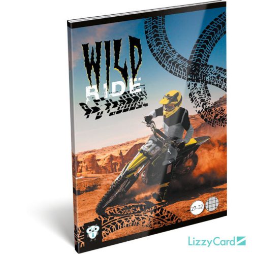 Lizzy Card motor mintás tűzött füzet A/5, 32 lap kockás, Wild Ride