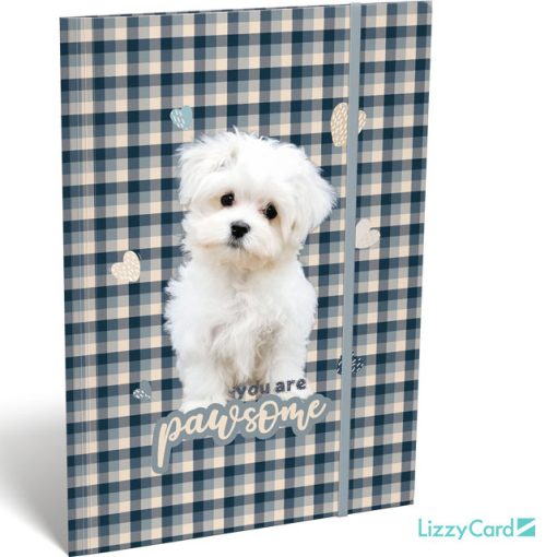Lizzy Card kutyás gumis mappa A/4, Pawsome, fehér kutya