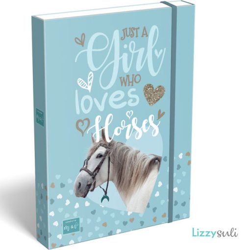 Lovas füzetbox A/5, MICI Just a girl who loves horses, fehér ló