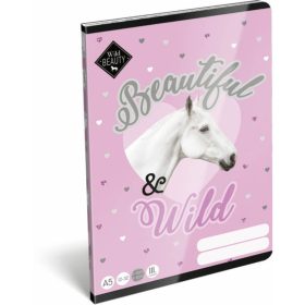   Wild Beauty Purple tűzött füzet A/5, 32 lap vonalas 3.osztály (12-32), lovas