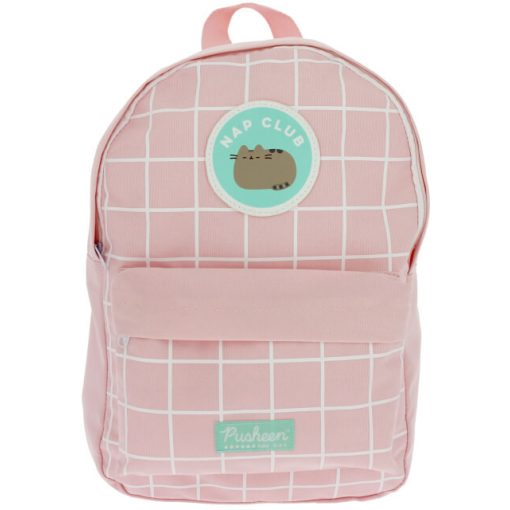 Pusheen cicás hátizsák, 37x26x10cm, rózsaszín, négyzetrácsos