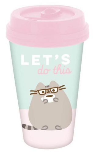 Pusheen cicás pohár műanyag tetővel, 450 ml, Lets do this
