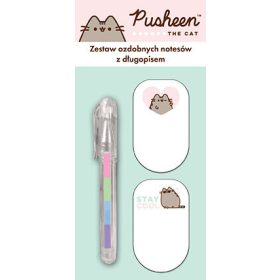   Pusheen cicás jegyzettömb-, jelölőcímke készlet mini tollal, 3 db-os