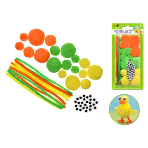 Kreatív csomag (zsenília, pom-pom, mozgó szem), tropical, narancs-zöld-sárga