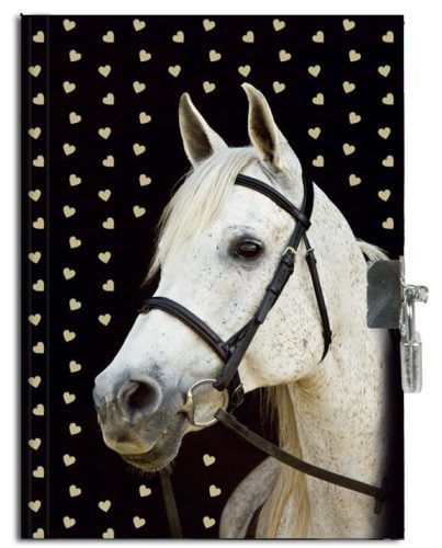 Lovas napló kulccsal 21*15 cm, fehér lóval