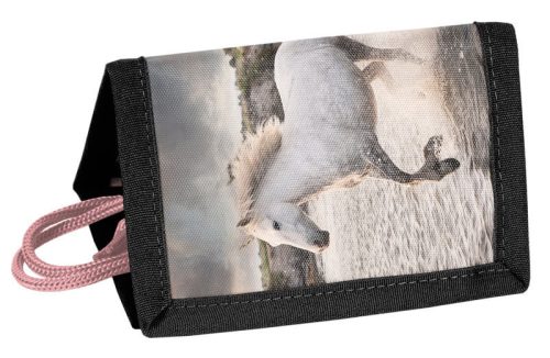Lovas pénztárca 12x8cm, szürke-rózsaszín