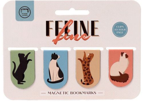 Cicás mágneses könyvjelző, 4 db/csomag, Feline Fine Macskafalka