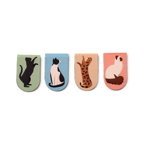 Cicás mágneses könyvjelző, 4 db/csomag, Feline Fine Macskafalka