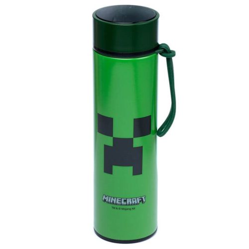 Minecraft mintás rozsdamentes acél thermo palack, digitális hőmérővel, 450 ml, Minecraft Creeper