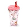 Pusheen cicás pohár szívószálas tetővel, 500 ml, Pusheen és az italok