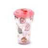 Pusheen cicás pohár szívószálas tetővel, 500 ml, Pusheen és az italok