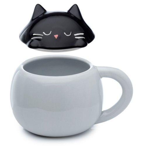 Cicás bögre fedéllel, kerámia, 450ml, Feline Fine Macska