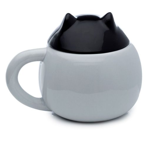 Cicás bögre fedéllel, kerámia, 450ml, Feline Fine Macska