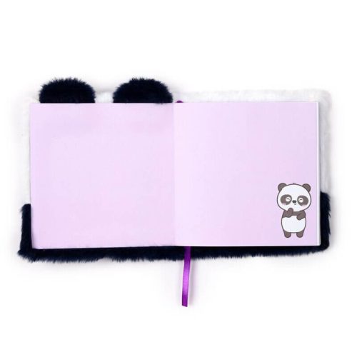 Pandás napló, 16x15cm, plüss borítóval, vonalas, Susu, a panda