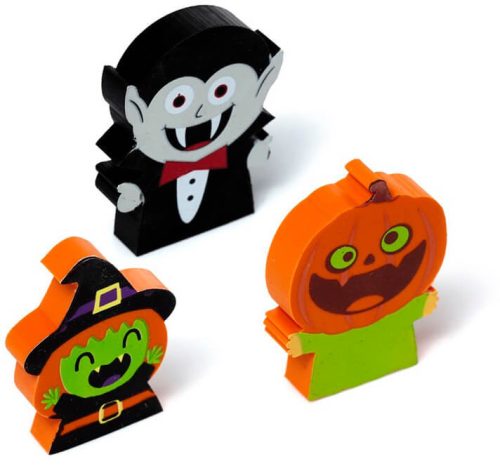 Radír Halloweeni, 3 db/szett (boszorkány, vámpír és tök)