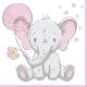 Baby elefánt Pink Balloon szalvéta 20 db-os 33x33 cm
