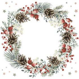 Karácsony Wreath on White szalvéta 20 db-os 33x33 cm
