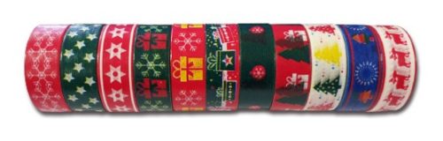 Öntapadós papírszalag, washi tape, 15mm x 10m, többféle minta, 1 db, karácsonyi