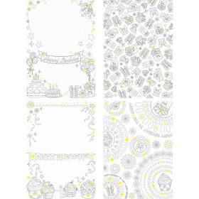   Színezhető csillámos meghívó, üdvözlőlap 4 db/szett, születésnap