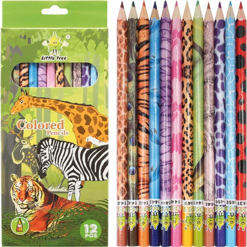 Színes ceruza készlet 12db-os, Little Tree, állatos