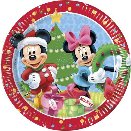 Mickey egér Christmas Time papírtányér 8 db-os 23 cm