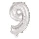 Ezüst Silver 9-es szám fólia lufi 95 cm