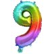 Színes Multicolour Metallic mini 9-es szám fólia lufi 36 cm