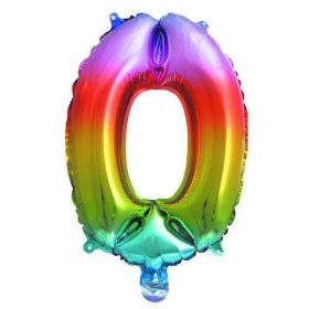   Színes Multicolour Metallic mini 0-ás szám fólia lufi 33 cm
