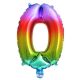 Színes Multicolour Metallic mini 0-ás szám fólia lufi 33 cm