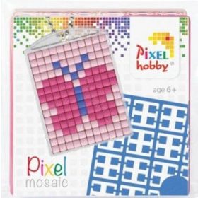   Pixel kulcstartókészítő szett 1 kulcstartó alaplappal, 3 színnel, lepke