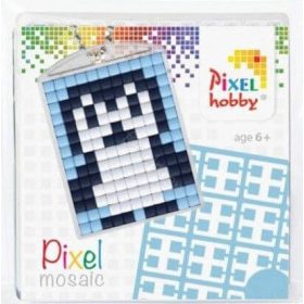   Pixel kulcstartókészítő szett 1 kulcstartó alaplappal, 3 színnel, pingvin