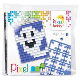   Pixel kulcstartókészítő szett 1 kulcstartó alaplappal, 3 színnel, szellem, Halloween