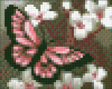 Pixel szett 1 normál alaplappal, színekkel, pillangó virágokkal (801003)