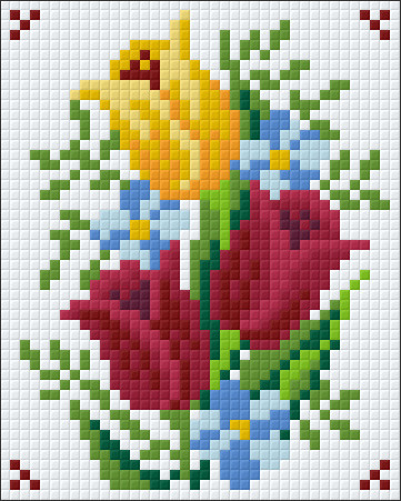 Pixel szett 1 normál alaplappal, színekkel, tulipánok (801078)