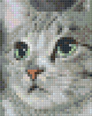 Pixel szett 1 normál alaplappal, színekkel, szürke cica (801326)