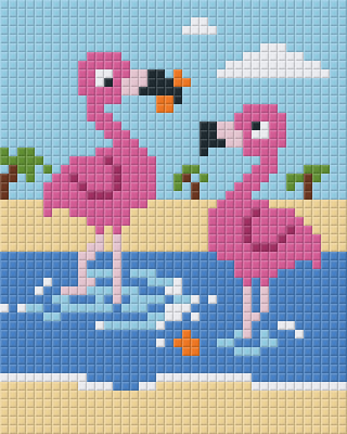 Pixel szett 1 normál alaplappal, színekkel, flamingók (801341)