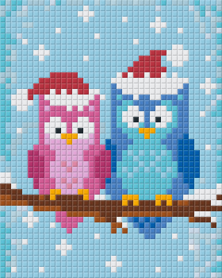 Pixel szett 1 normál alaplappal, színekkel, baglyok télen (801418)