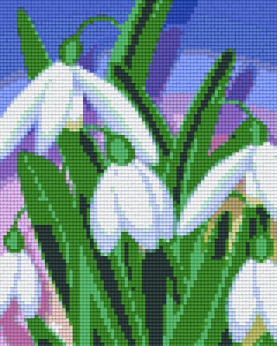 Pixel szett 4 normál alaplappal, színekkel, hóvirág (804342)