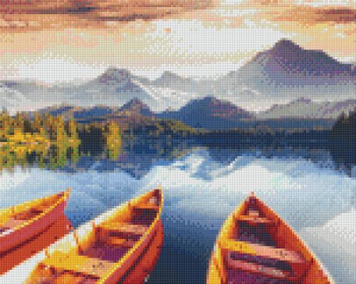Pixel szett 9 normál alaplappal, színekkel, hegyek tóval (809416)