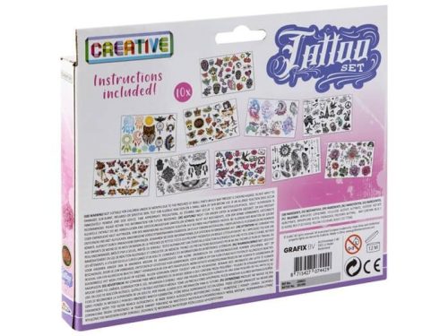 Tetoválás matrica szett, 10 lapos, kétféle változat (fiús / lányos)