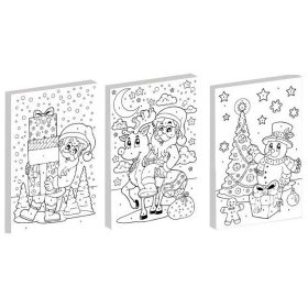   Festés számok szerint gyerekeknek (vászon, festék, ecset), A/4, karácsonyi, 3 féle változat
